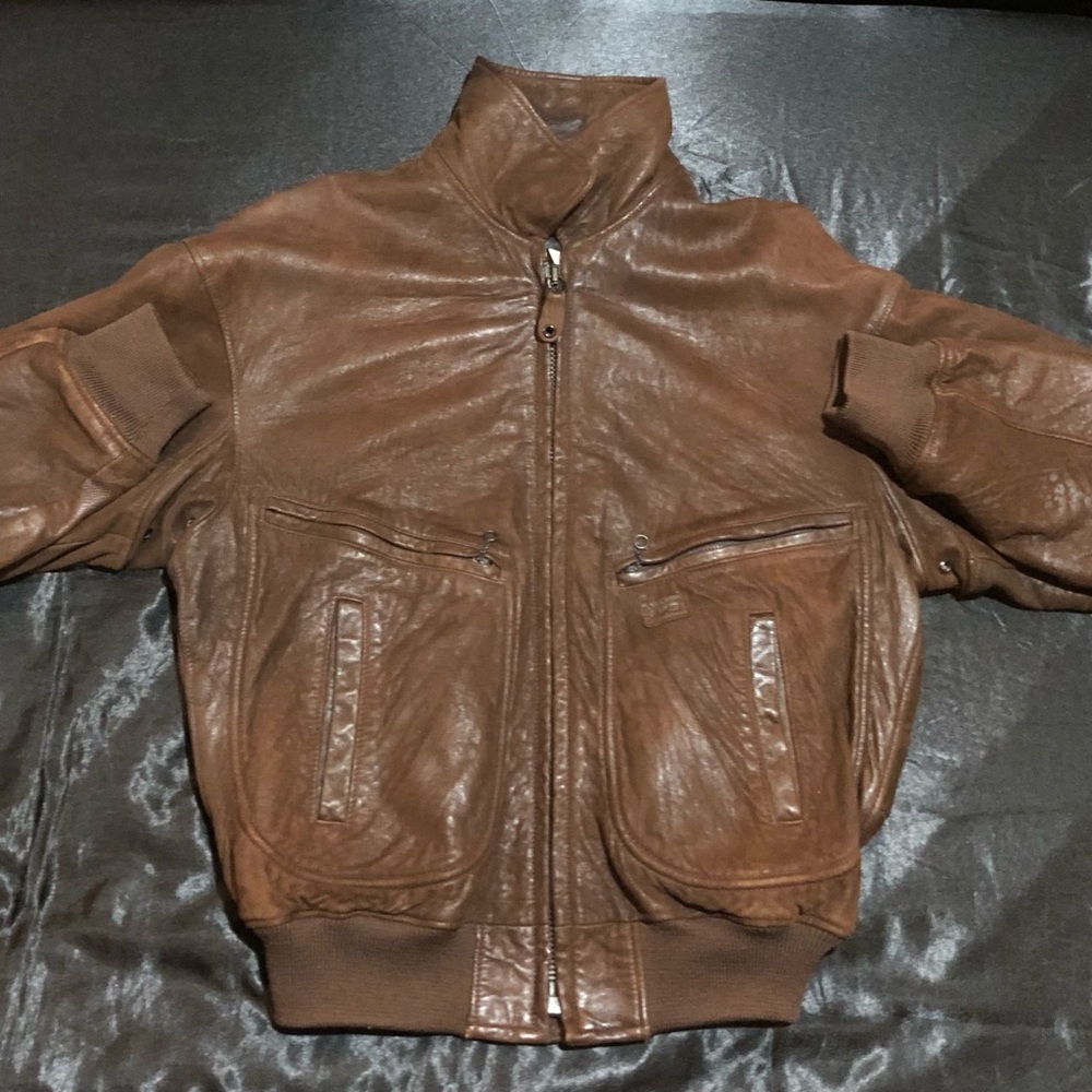 AKG Acoustics Brown Bomber Varsity Jacket with Ribbed Cuffs
